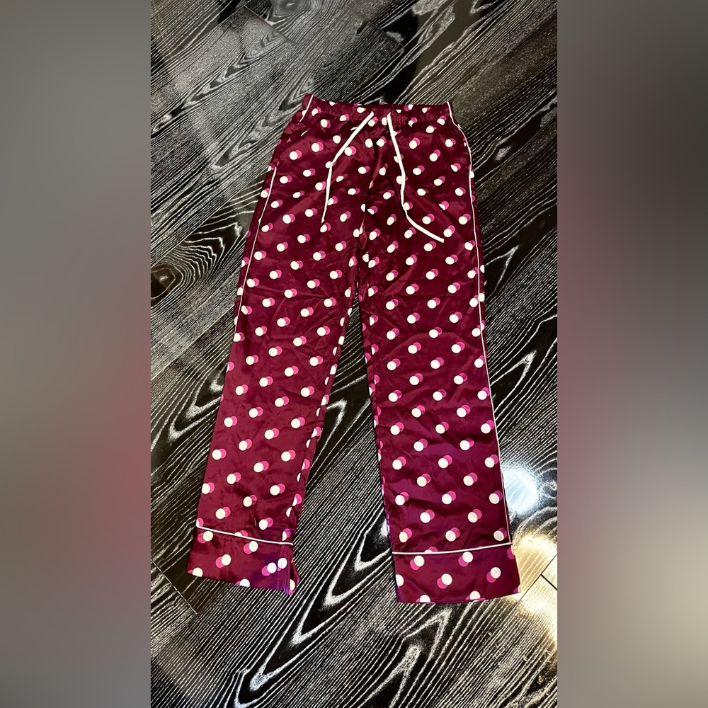 Victoria's Secret women Pajama Bottoms - Burgundy and White Polka Dot